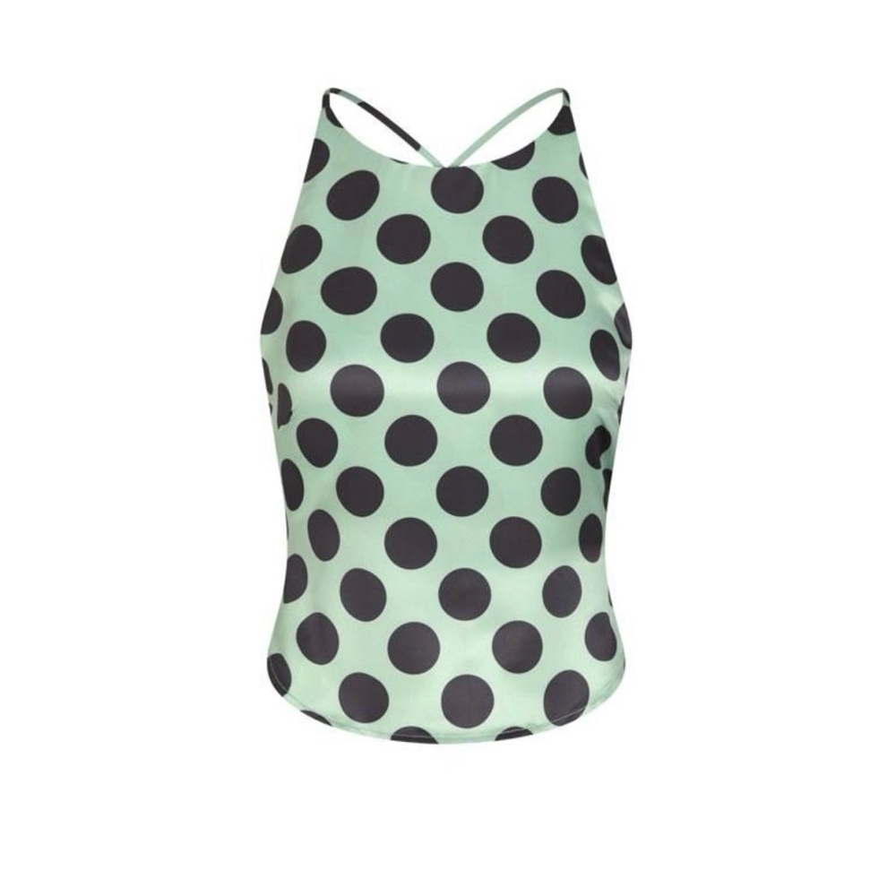 Inamorata Mint Green Polka Dot Halter Top